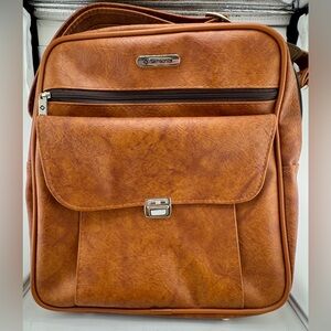 Vintage Samsonite Tan Leather Men's Messenger Bag 1970’s